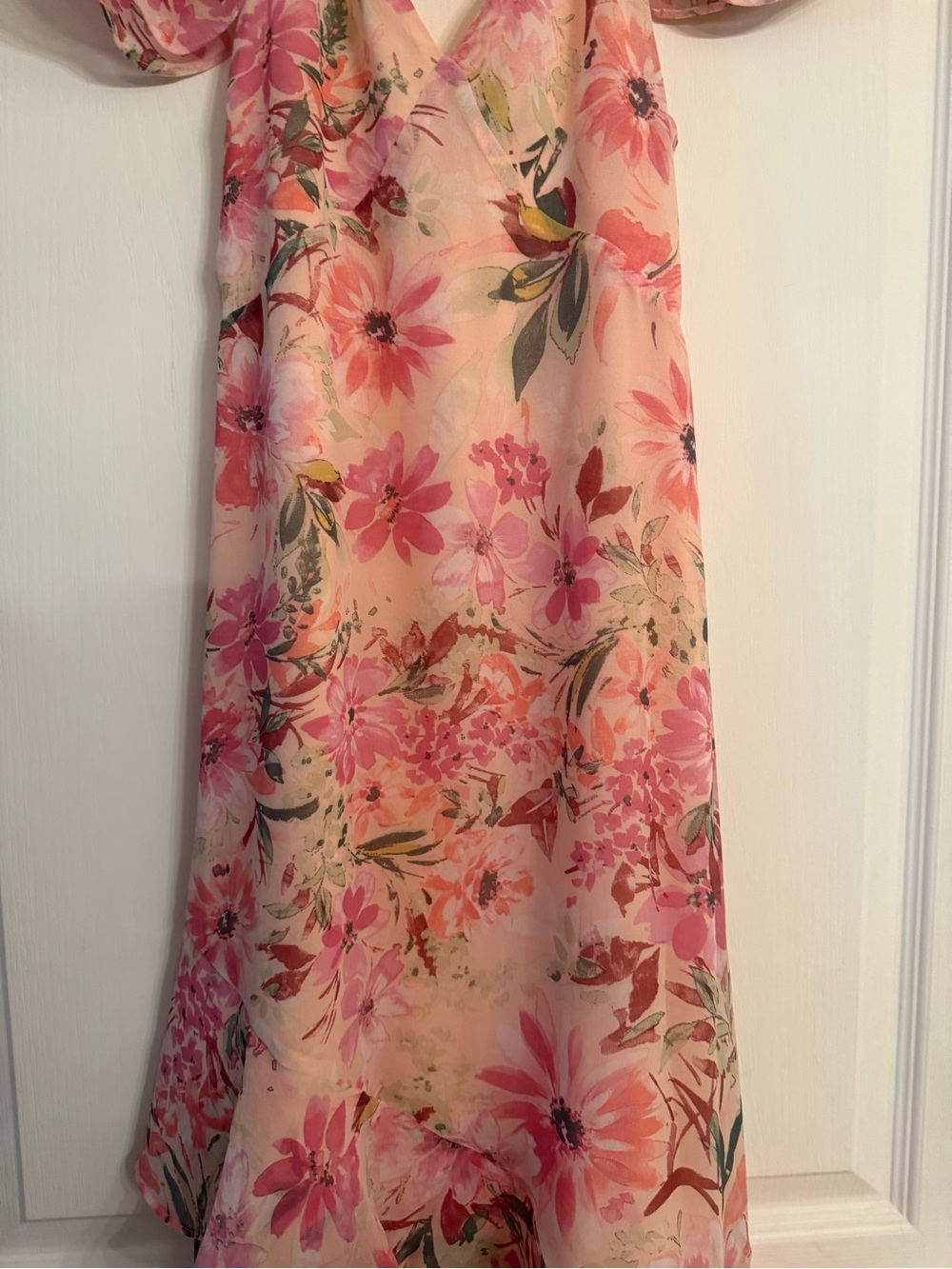 Pink Floral High-Low Ruffle Maxi Dress - Picture 3 of 10
